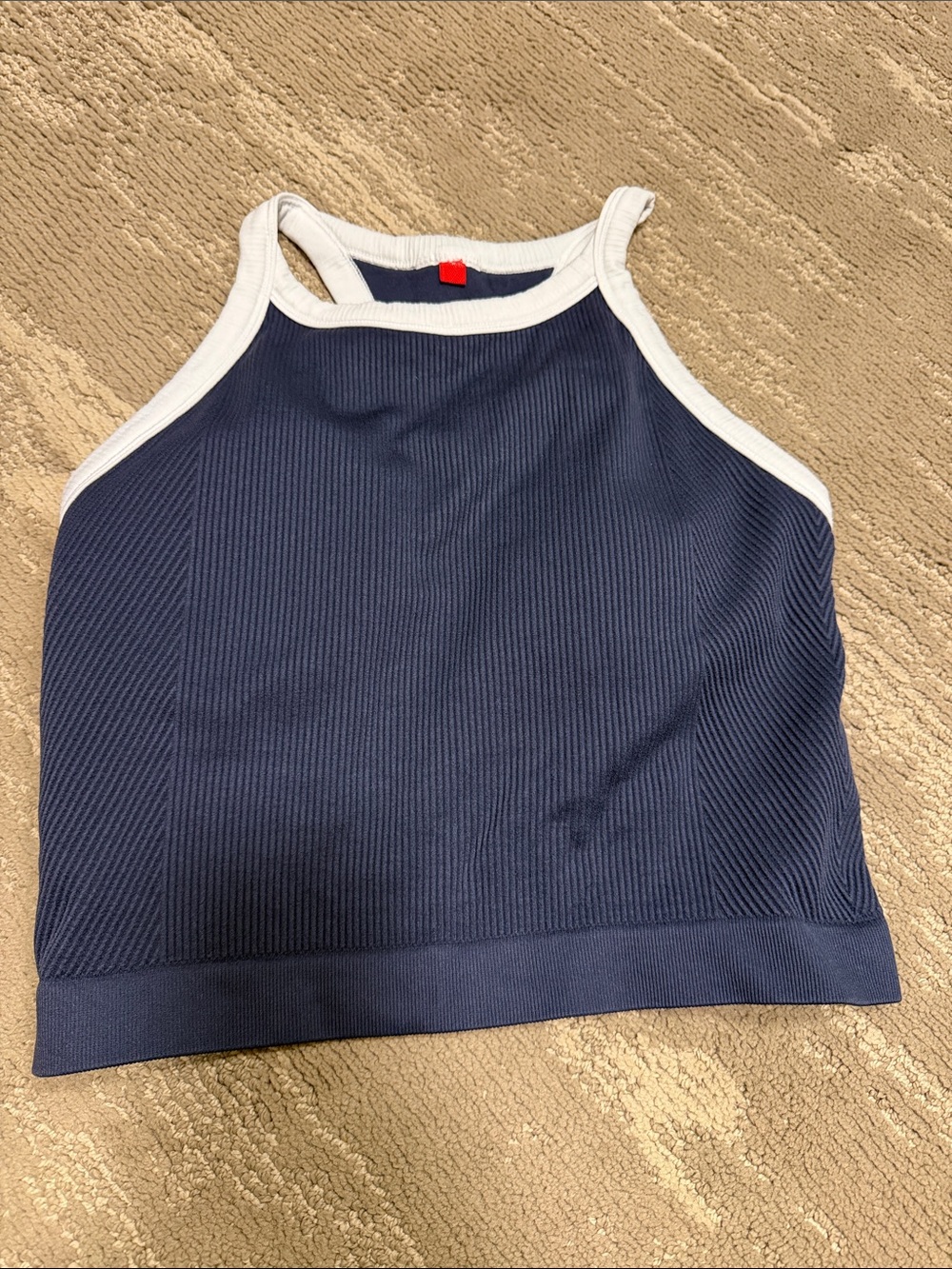 Wilson Navy Ribbed Halter Tank with White Trim